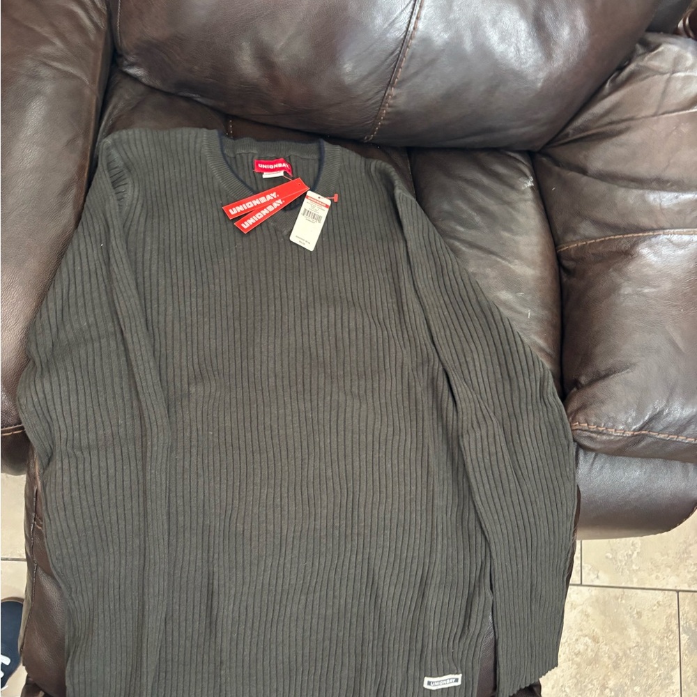 UNIONBAY Men's Ribbed Crewneck Sweater - Olive Green